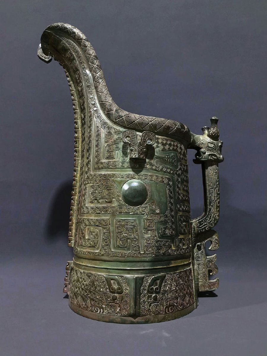 □観心・時代旧蔵□W5203商周時代 青銅器 獣面紋青銅 細密細工 □観心・時代旧蔵□W5203商周時代 青銅器 獣面紋青銅 細密細工