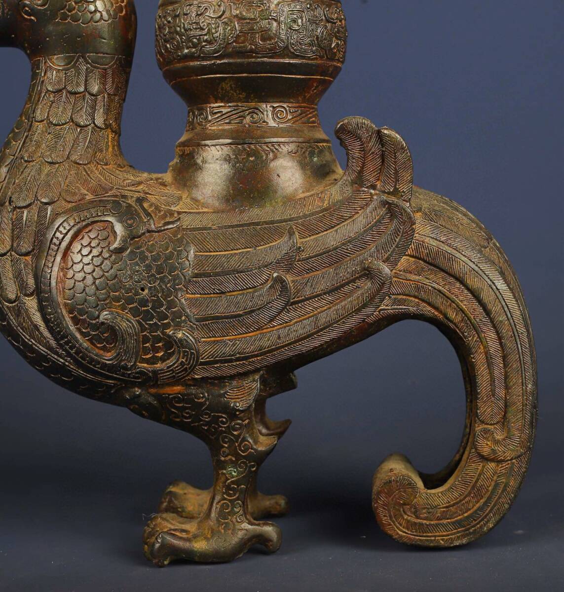 ▽鴻▽ 漢 青銅製 龍鳳尊 青銅器 置物 古賞物 中国古玩 中国