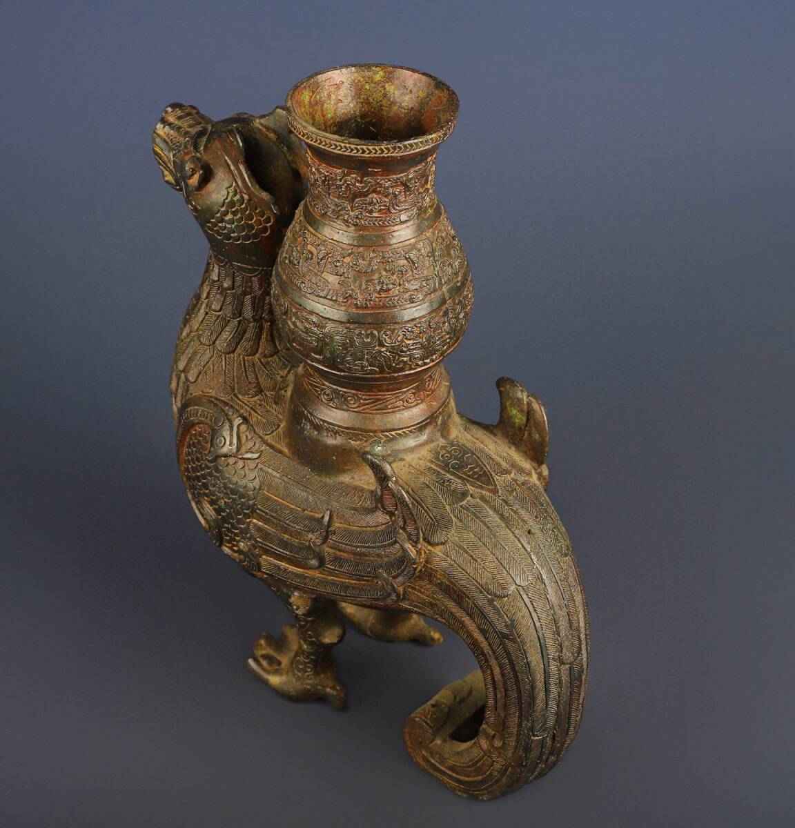 ▽鴻▽ 漢 青銅製 龍鳳尊 青銅器 置物 古賞物 中国古玩 中国