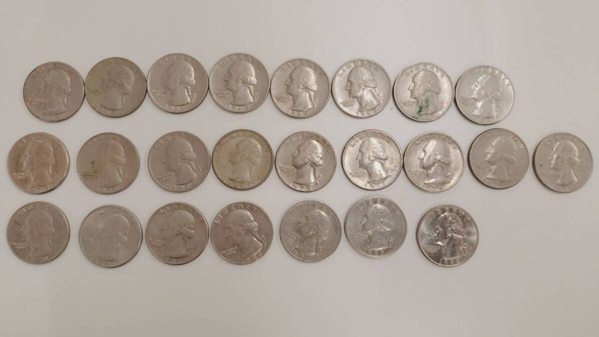 海外銀貨】アメリカ 0.25ドル銀貨 ワシントン 1965年~1995年 24 海外銀貨】アメリカ 0.25ドル銀貨 ワシントン 1965年~1995年 24