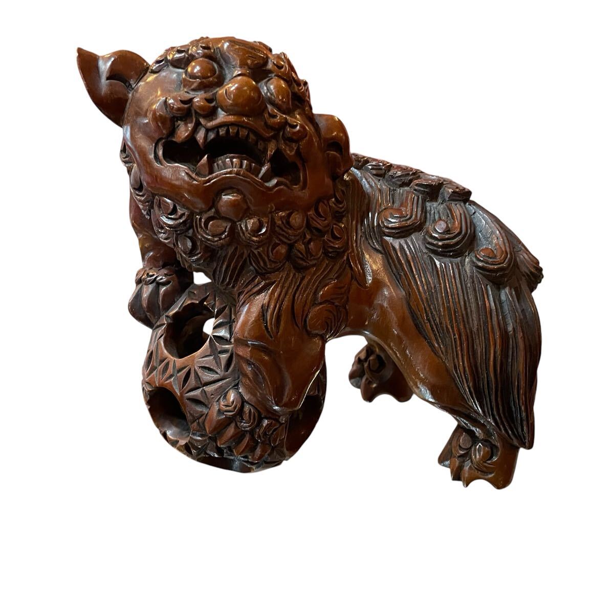 ◇44◇ 狛犬 シーサー 置物 木彫り 邪気払い (家具、インテリア ◇44◇ 狛犬 シーサー 置物 木彫り 邪気払い (家具、インテリア
