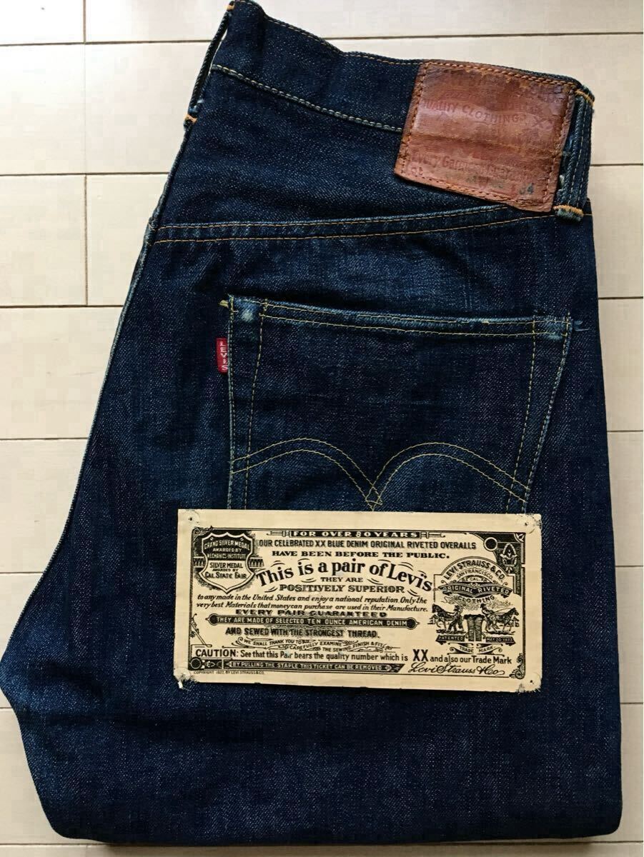 NON WASH 47モデル】真紺 革パッチ 片面 501XX 33×34表記 40年代 NON WASH 47モデル】真紺 革パッチ 片面 501XX 33×34表記 40年代