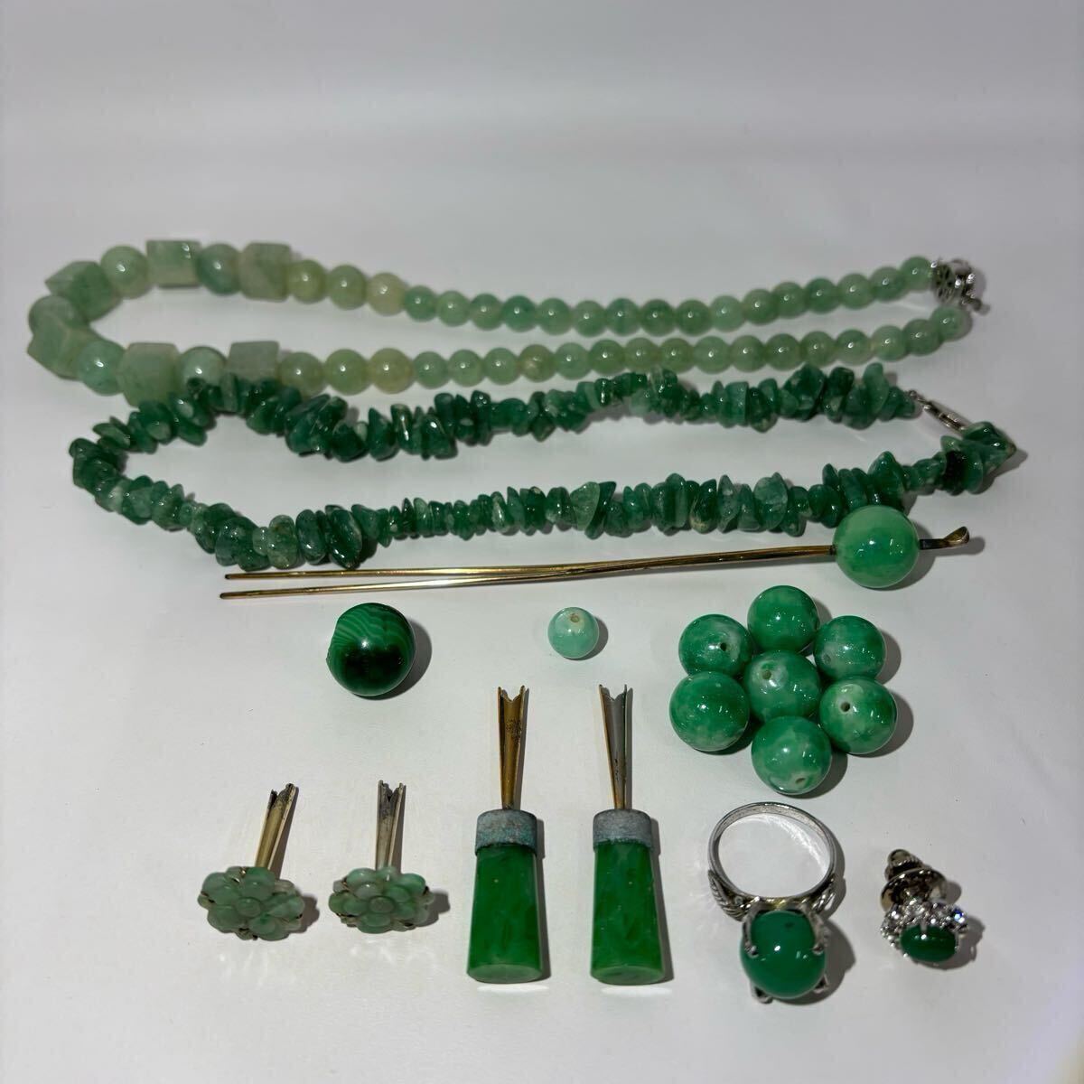 翡翠 ヒスイ 総重量約174g 純銀 刻印有 ネックレス アクセサリー 翡翠 ヒスイ 総重量約174g 純銀 刻印有 ネックレス アクセサリー