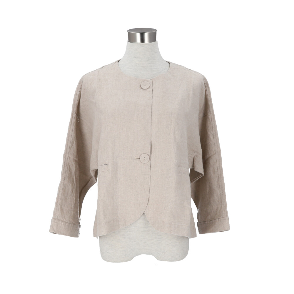 ☆ ベージュ ☆ Mサイズ ☆ dgy デコカンパニー リネンオックス ノーカラージャケット dgy ディージーワイ ジャケット レディース_画像1