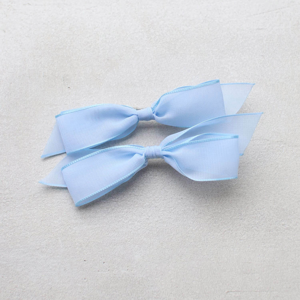 ☆ スカイブルー ☆ フリー ☆ モーニングリボンクリップ2個セット ヘアクリップ キッズ 2個セット ヘア クリップ 68412302_画像1