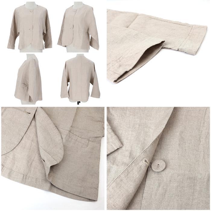 ☆ ベージュ ☆ Mサイズ ☆ dgy デコカンパニー リネンオックス ノーカラージャケット dgy ディージーワイ ジャケット レディース_画像9