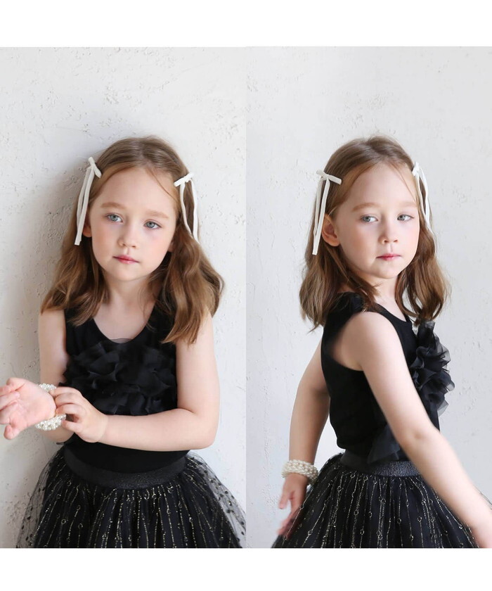 ☆ ブラック ☆ フリー ☆ アトリエ長めリボンヘアクリップ2個セット ヘアクリップ キッズ 2個セット ヘア クリップ 68542302