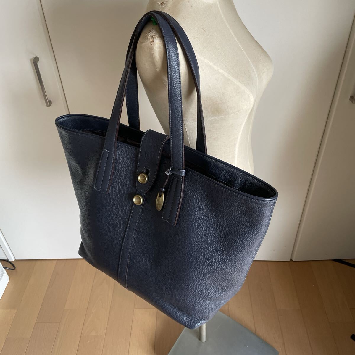 最終価格　トフ＆ロードストンTOFF ＆ LOADSTONEレザートートバッグ中古ネイビー_画像6