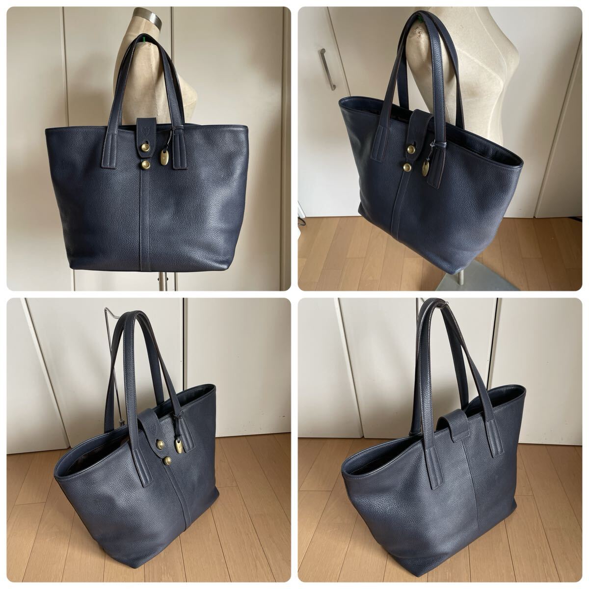 最終価格　トフ＆ロードストンTOFF ＆ LOADSTONEレザートートバッグ中古ネイビー_画像8