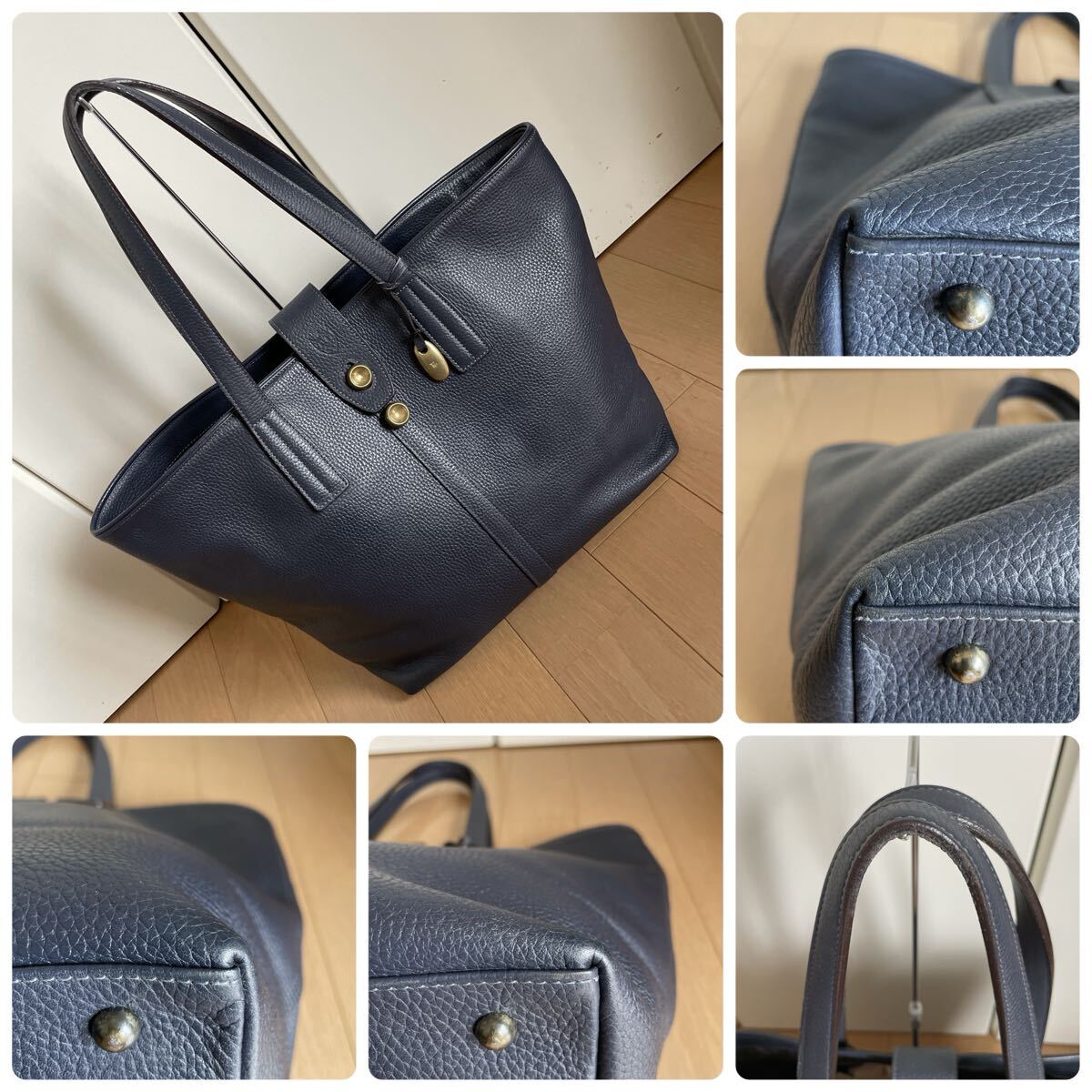 最終価格　トフ＆ロードストンTOFF ＆ LOADSTONEレザートートバッグ中古ネイビー_画像10