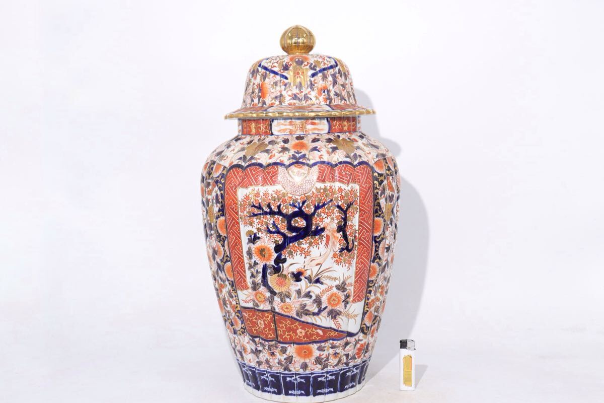 古伊万里 色絵 染錦 沈香壺 大花瓶 全高約58cm / 伊万里 花瓶 古伊万里 色絵 染錦 沈香壺 大花瓶 全高約58cm / 伊万里 花瓶