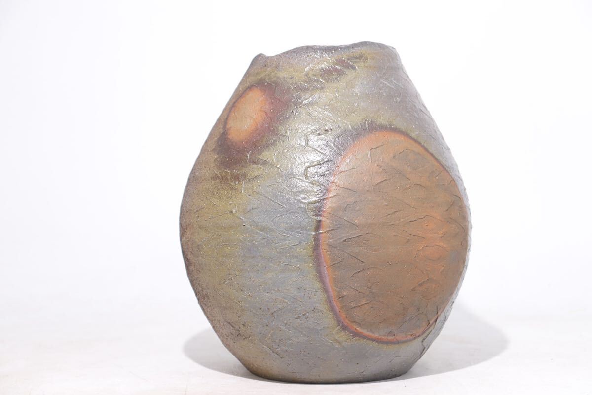 備前 窯変 花瓶 大型作品 高約25cm 在銘 共箱付 / 備前焼 花器 備前 窯変 花瓶 大型作品 高約25cm 在銘 共箱付 / 備前焼 花器