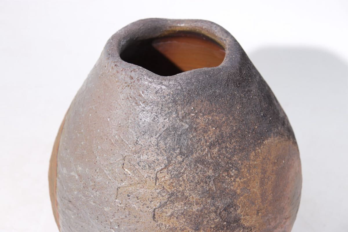 備前 窯変 花瓶 大型作品 高約25cm 在銘 共箱付 / 備前焼 花器 備前 窯変 花瓶 大型作品 高約25cm 在銘 共箱付 / 備前焼 花器