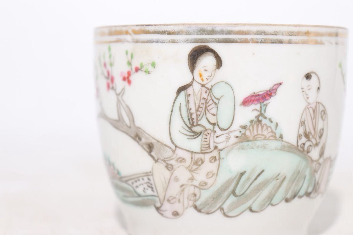 同治年製 款 色絵 ・ 墨彩 中国 美人図 煎茶碗 / 中国美術 清