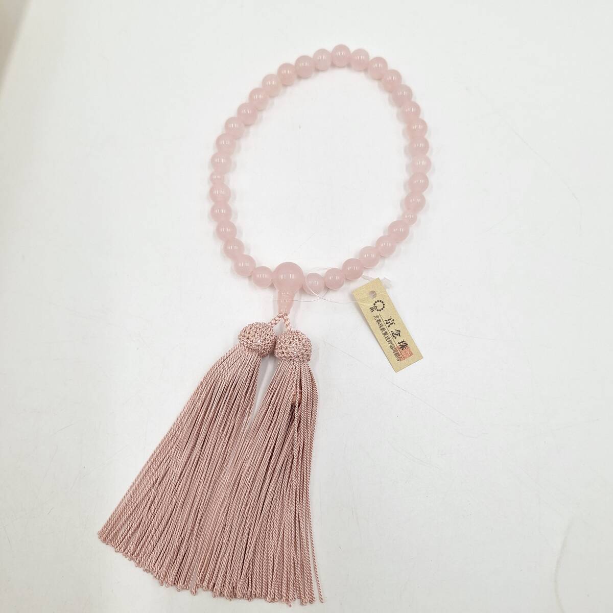 紅水晶 京念珠 正絹房 念珠 数珠 桐箱付き ローズクォーツ 未 紅水晶 京念珠 正絹房 念珠 数珠 桐箱付き ローズクォーツ 未