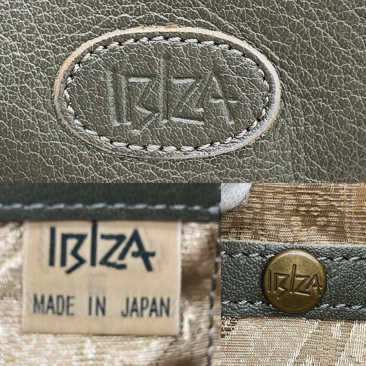 美品 BIZA イビザ イビサ オーストリッチ オーストレッグ レザー 本ダチョウ革 ショルダーバッグ 鞄 グレー 灰色 エキゾチックレザー