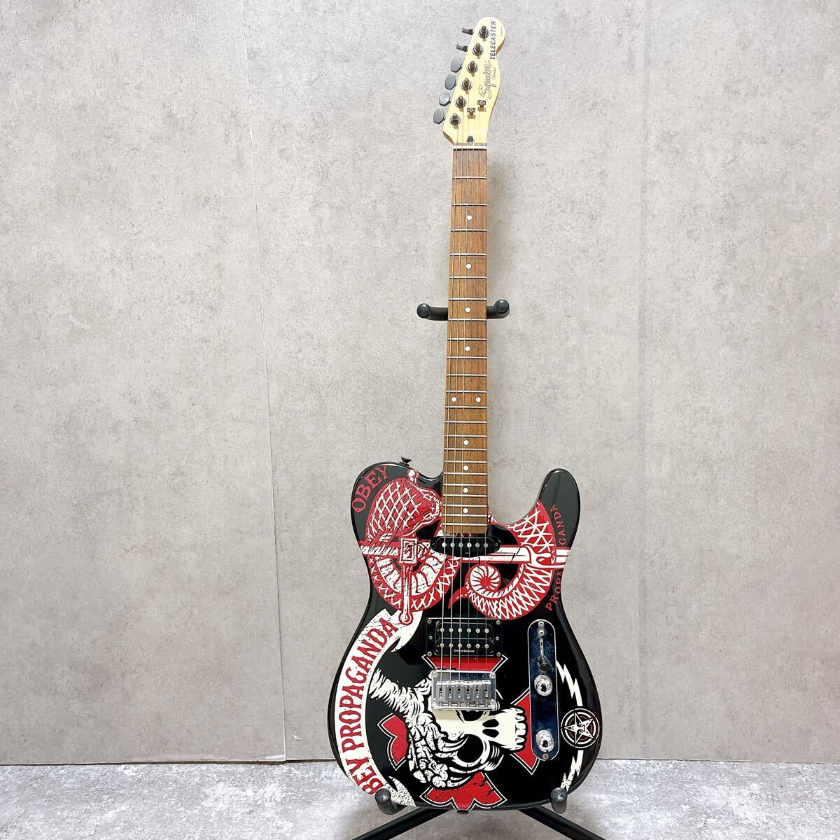 スクワイヤー フェンダー テレキャスター OBEY PROPAGANDA エレキギター ドクロ 黒 Squier by FENDER オベイ プロパガンダ Telecaster