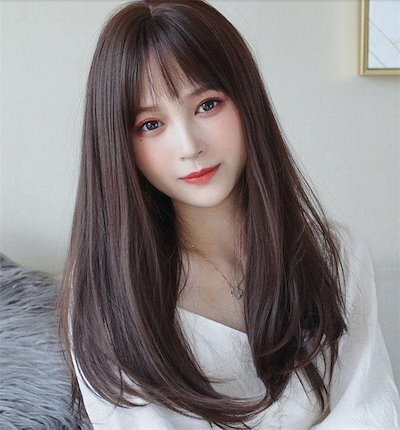 新品！ 人毛ダークブラウン ストレートウィッグ ウィッグ ロング ストレート wig ダークブラウン フルウィッグ