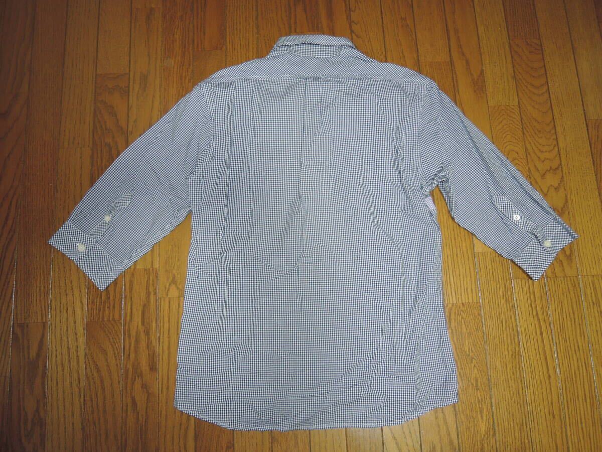 SILAS Silas 7 минут длина рубашка M синий белой серии серебристый жевательная резинка в клетку лоскутное шитье /