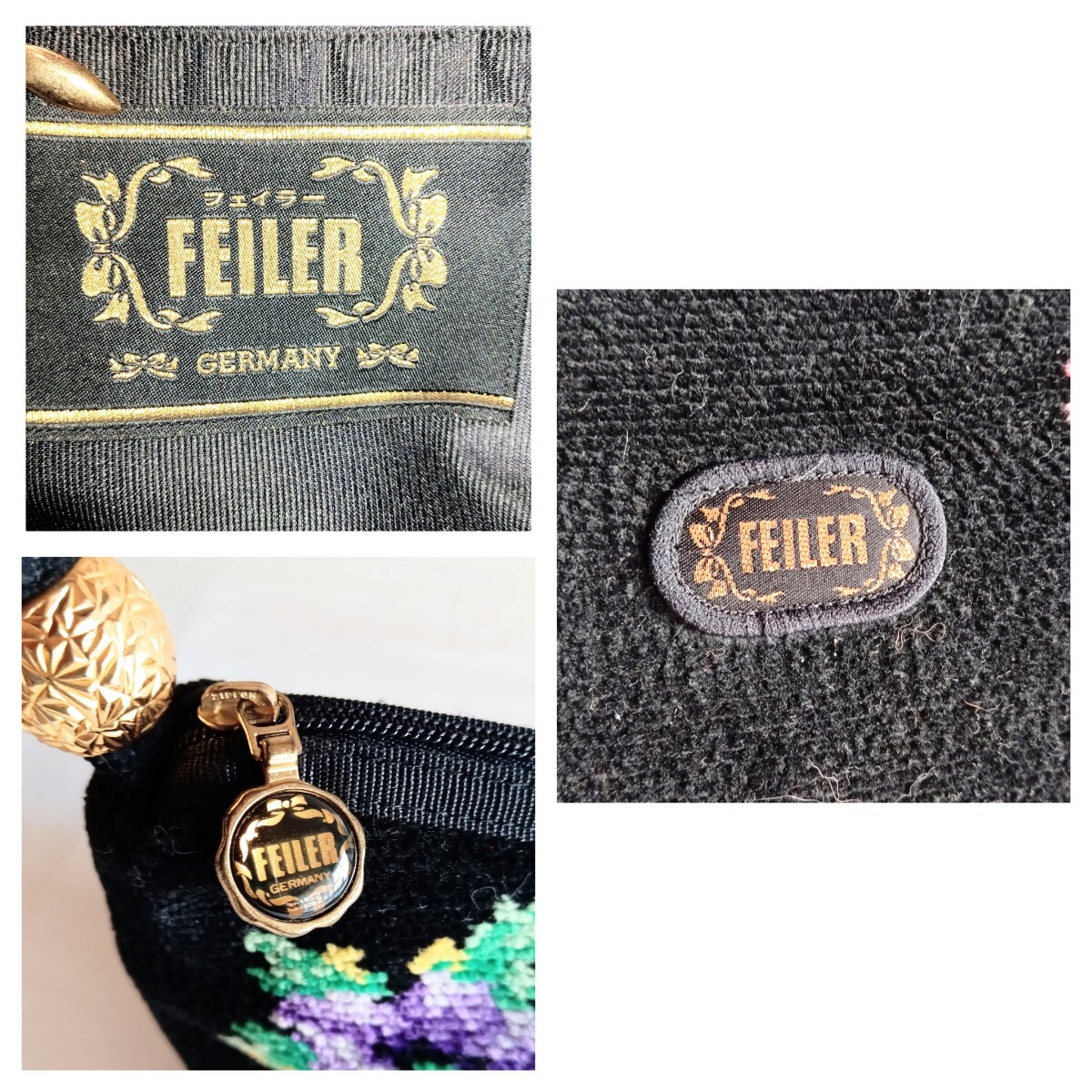 美品 フェイラー 花柄 ボタニカル 刺繍 ハンドバッグ 鞄 ポーチ 美品 フェイラー 花柄 ボタニカル 刺繍 ハンドバッグ 鞄 ポーチ
