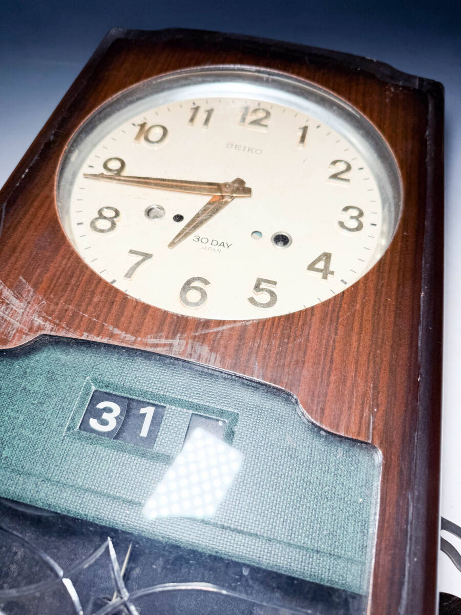 □古い時代物セイコー SEIKO 角時計 柱時計掛時計ゼンマイ式時計 □古い時代物セイコー SEIKO 角時計 柱時計掛時計ゼンマイ式時計