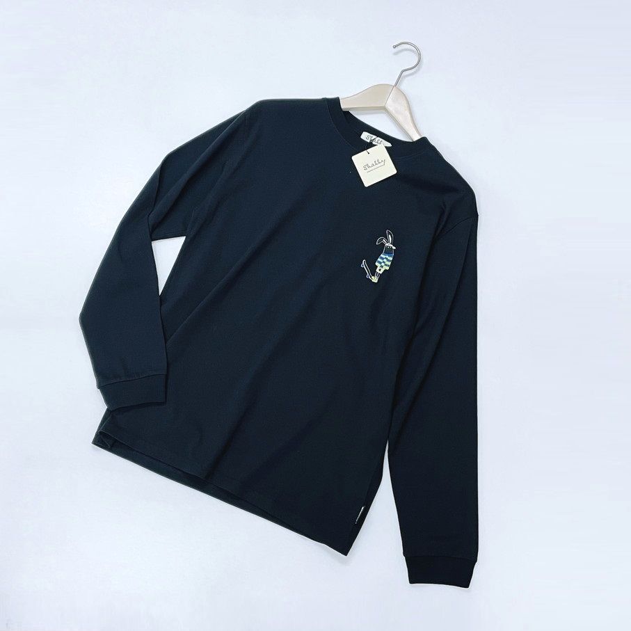 Shabby /M/ ブラック ロンティ 長袖Tシャツ タグ付き トップス スケボー刺繍 生地コットン バイク アウトドア キャンプ スポーツ シャビー
