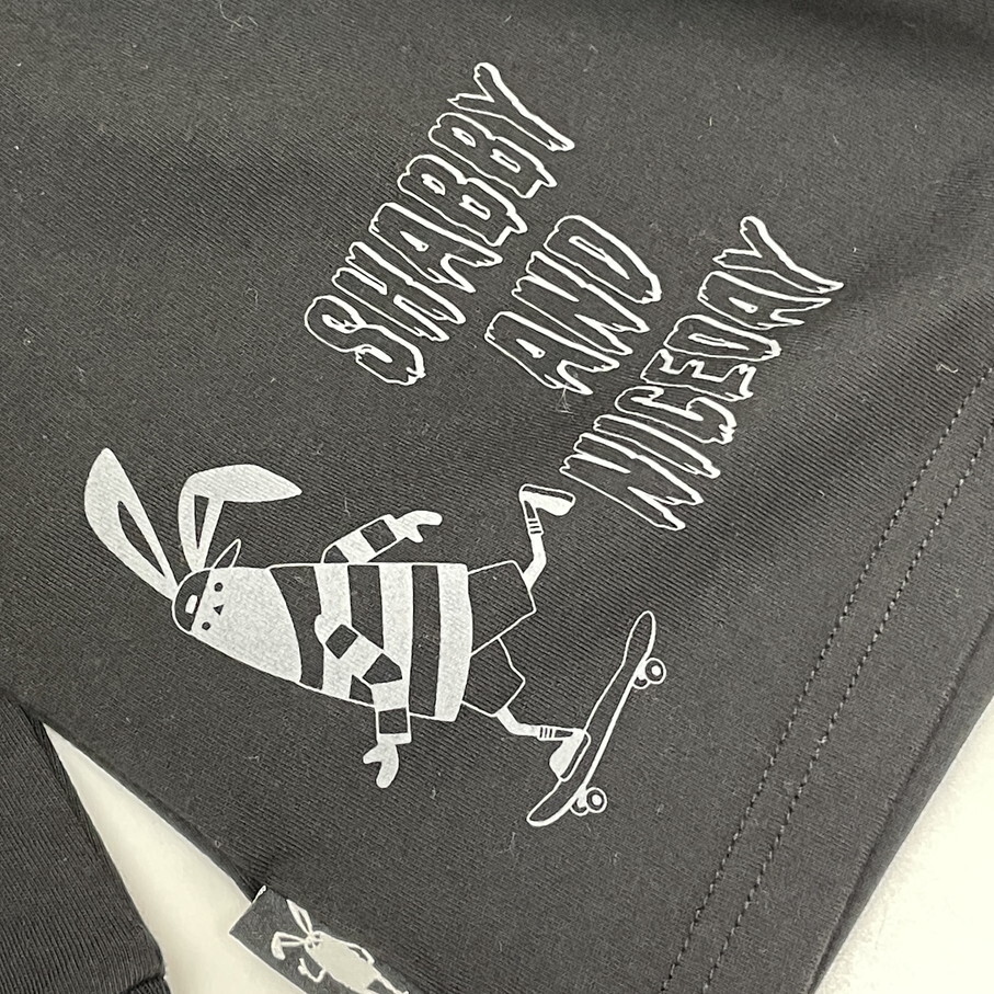 Shabby /M/ ブラック ロンティ 長袖Tシャツ タグ付き トップス スケボー刺繍 生地コットン バイク アウトドア キャンプ スポーツ シャビー