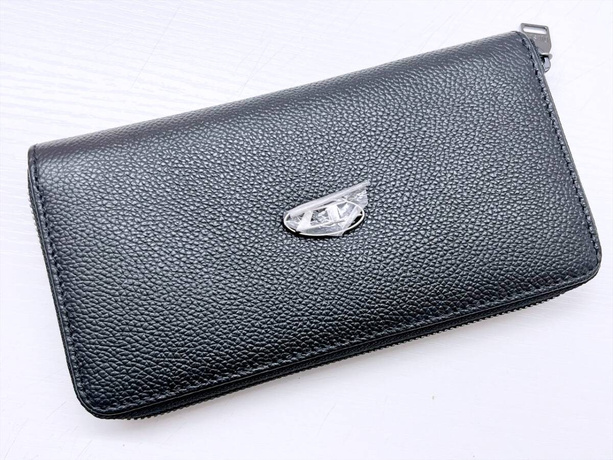 ほぼ未使用 美品 ディーゼル Dロゴ ラウンド 長財布 X09015P0685 ほぼ未使用 美品 DIESEL ディーゼル Dロゴ ラウンド 長財布 黒