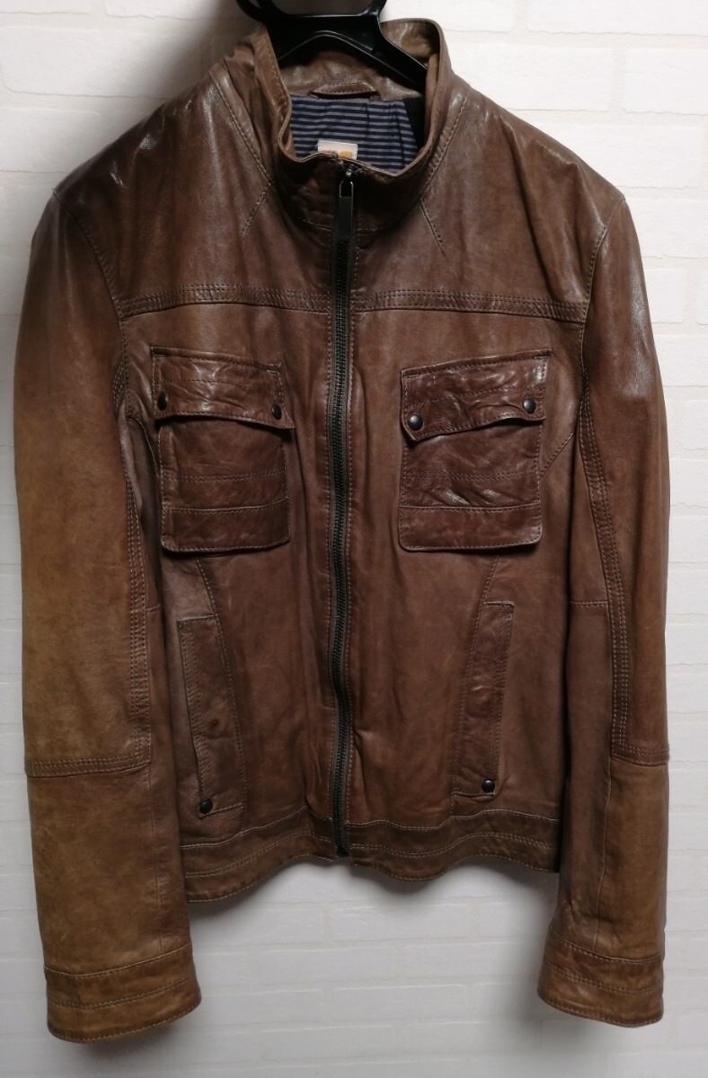 ヒューゴボス レザージャケット サイズ 48 羊革 HUGO BOSS ヒューゴボス レザージャケット サイズ 48 羊革 HUGO BOSS