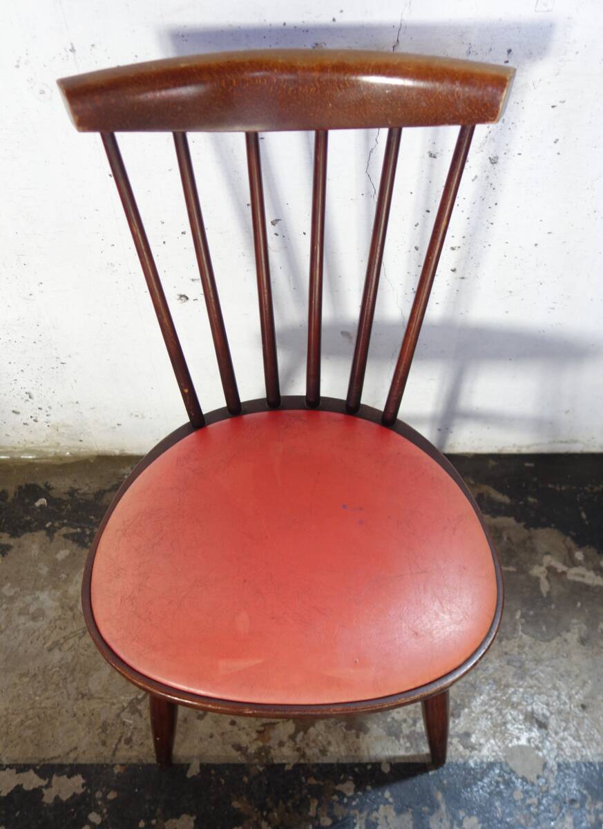 ジャパニーズモダン 1960～70'S ＊AKITA MOKKO 秋田木工株式會社  ＊ウッドチェア ダイニングチェア ＊レッド 赤系＊ハンナチェア  の画像3