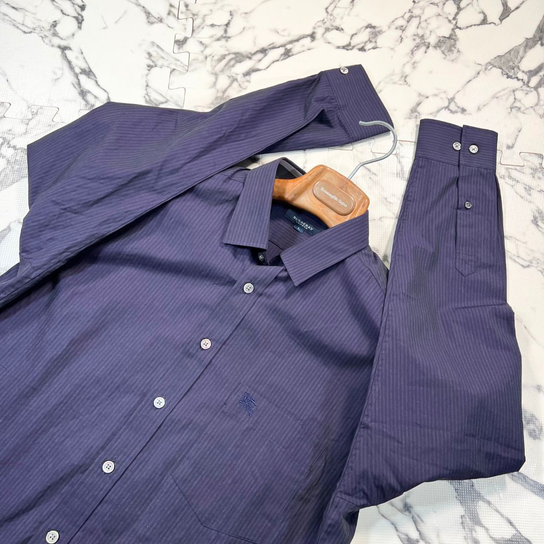 美品/裏地メガチェック柄(L) ○BURBERRY 長袖 ストライプ シャツ 美品/裏地メガチェック柄(L) ○BURBERRY 長袖 ストライプ シャツ