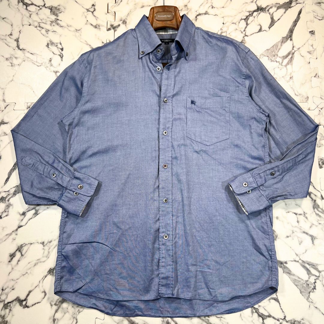 美品/裏地チェック柄(L) ○BURBERRY 長袖 ストライプ シャツ 美品/裏地チェック柄(L) ○BURBERRY 長袖 ストライプ シャツ