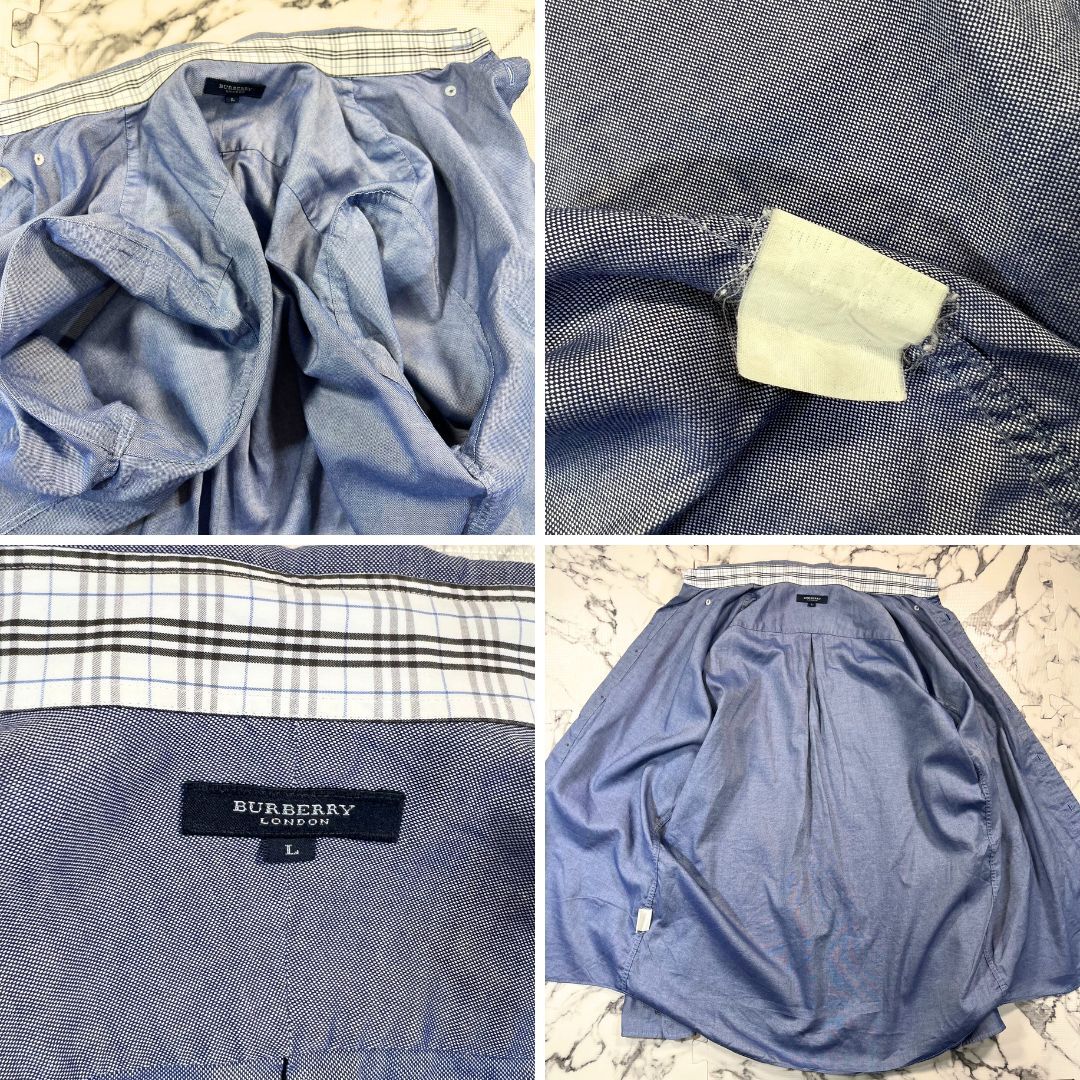 美品/裏地チェック柄(L) ○BURBERRY 長袖 ストライプ シャツ 美品/裏地チェック柄(L) ○BURBERRY 長袖 ストライプ シャツ