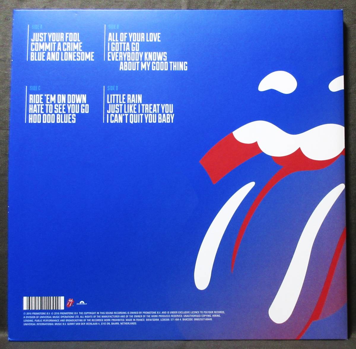 極美(2LP/Made in FRANCE) ROLLING STONES [BLUE & LONESOME] ダウンロードカード/マト:1/ローリングストーンズ/EUOrig/2016/571 494-4