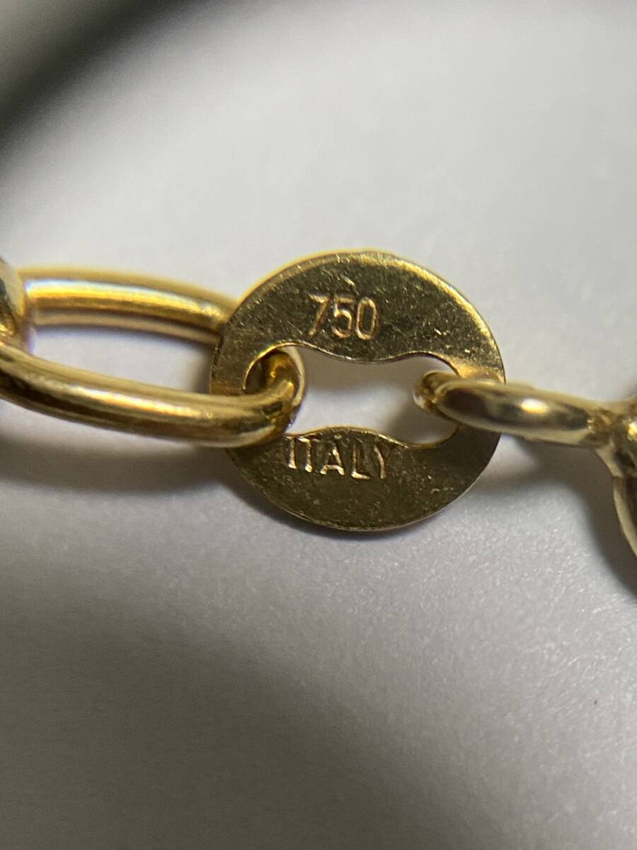 ◇564AR ITALY 750 刻印入 ロールチェーン デザイン ネックレス ◇564AR ITALY 750 刻印入 ロールチェーン デザイン ネックレス