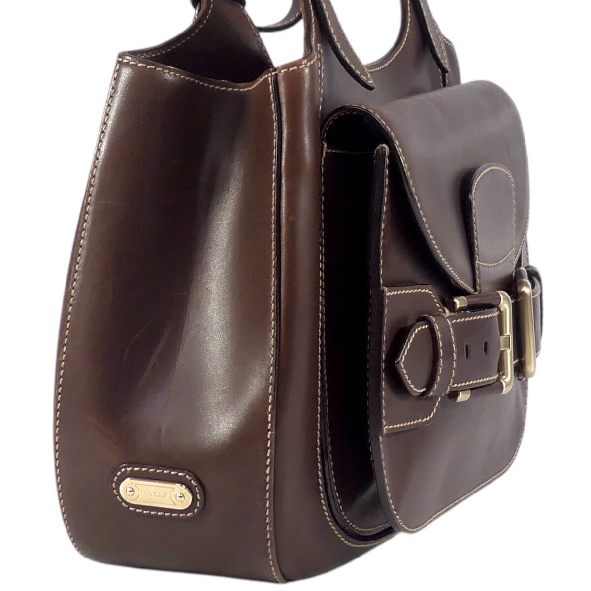 即決 BALLY レザートートバッグ バリー 茶 ブラウン メタル 即決 BALLY レザートートバッグ バリー 茶 ブラウン メタル