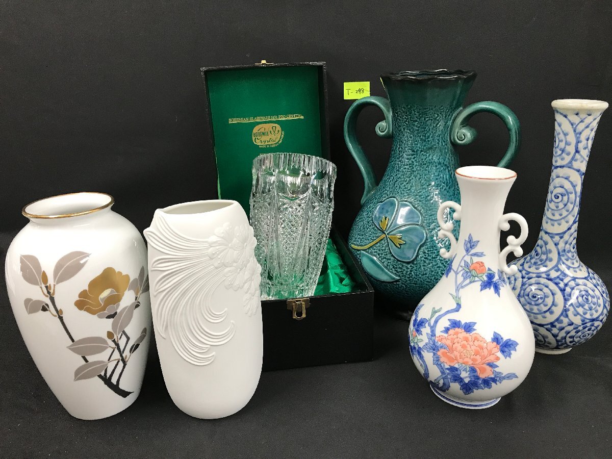 ☆T―298☆花瓶6点セット ボヘミアクリスタル/カイザー 白磁 ☆T―298☆花瓶6点セット ボヘミアクリスタル/カイザー 白磁