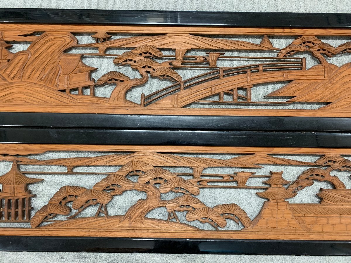 ☆32―128☆彫刻欄間 詳細不明 サイズ(約)幅187cm 縦31.5cm ☆32―128☆彫刻欄間 詳細不明 サイズ(約)幅187cm 縦31.5cm