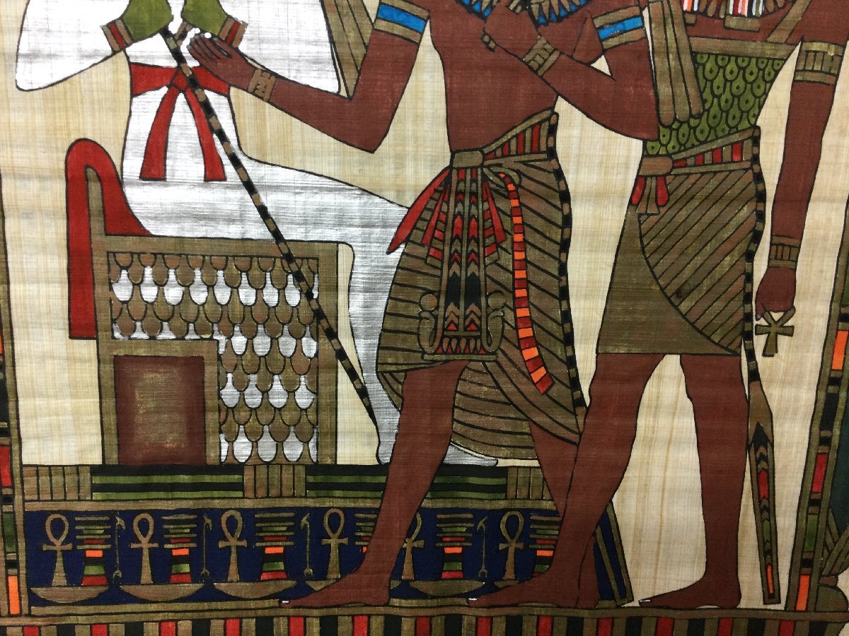 ☆42―054☆ガラス額装 パピルス絵画 古代エジプト風 ☆42―054☆ガラス額装 パピルス絵画 古代エジプト風