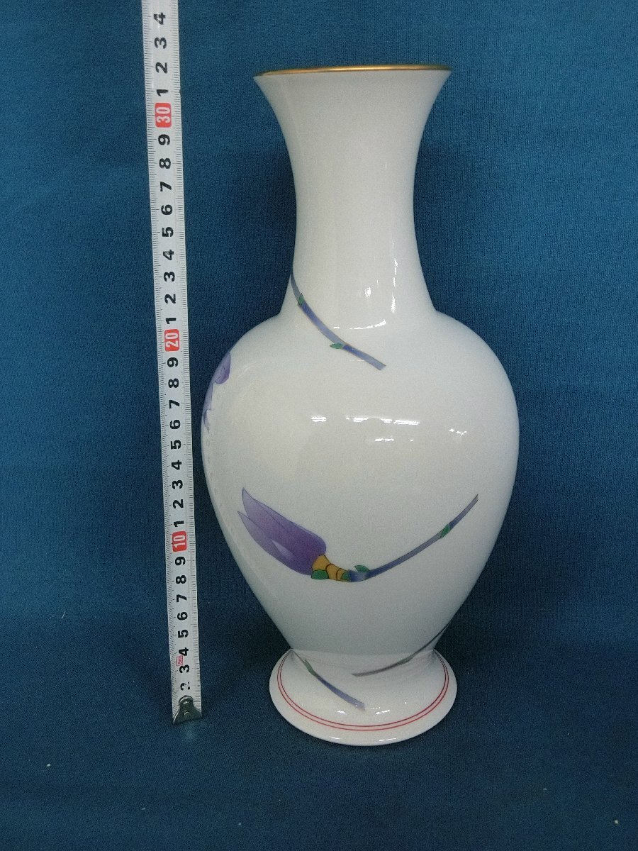 ☆A―008☆花瓶 香蘭社 花柄 高さ約32cm 共箱付/加藤工芸