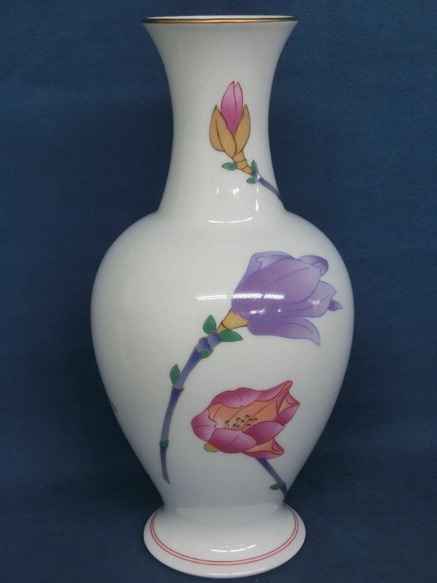 ☆A―008☆花瓶 香蘭社 花柄 高さ約32cm 共箱付/加藤工芸