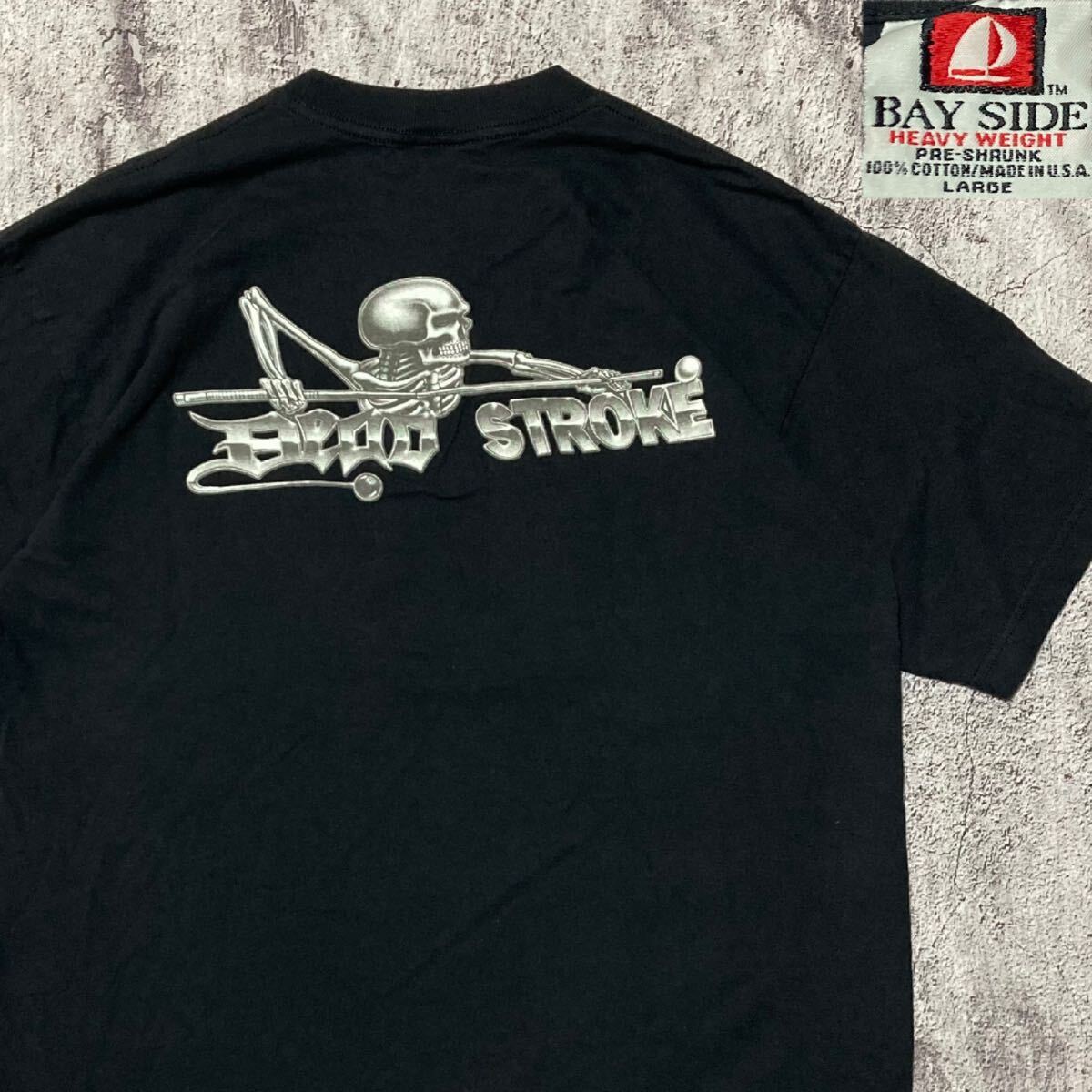 90s〜00s USA製 DEAD STROKE スカル 両面 プリント ポケット T 90s〜00s USA製 DEAD STROKE スカル 両面 プリント ポケット T