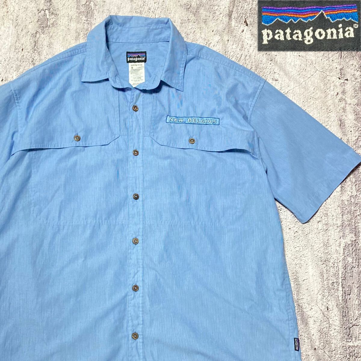 00s patagonia 半袖 ワーク ボタン シャツ サイズL ブルー 00s patagonia 半袖 ワーク ボタン シャツ サイズL ブルー