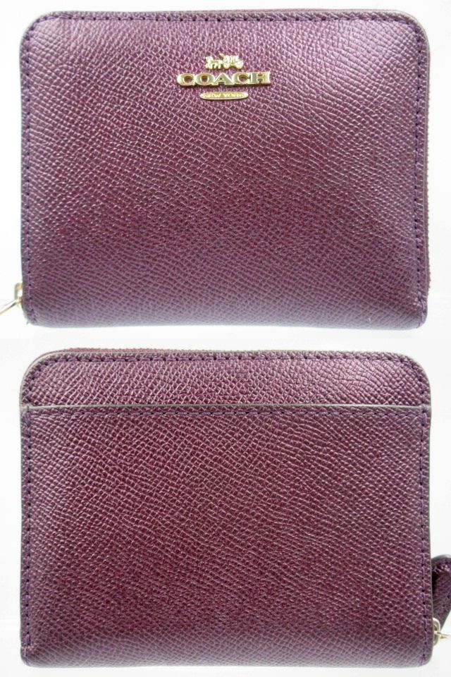 ■ COACH コーチ F29444 レザー 紫 パープル系 ラウンドジップ財(cái)布 コンパクト財(cái)布 ブランド品 