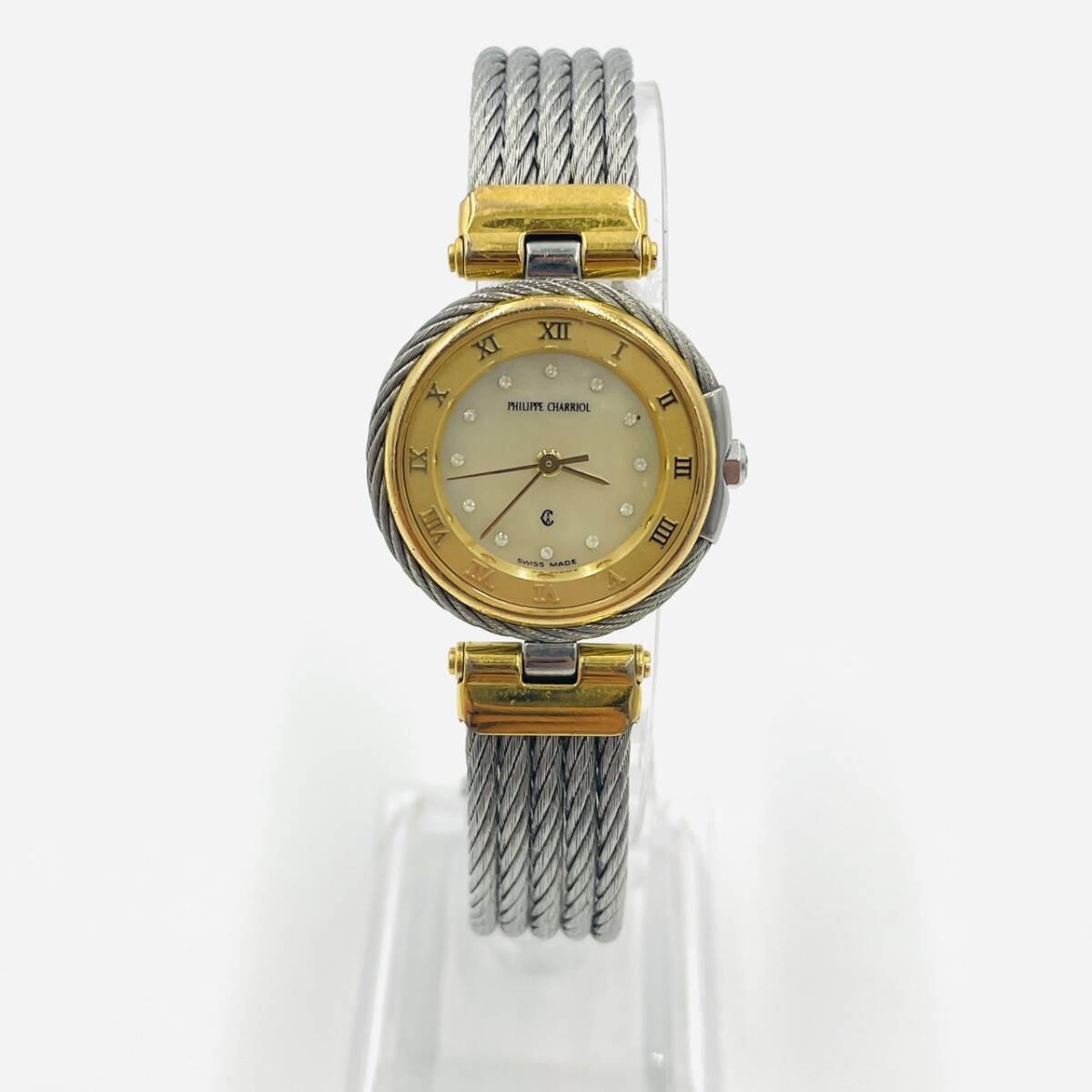 フィリップシャリオール Philippe Charriol 腕時(shí)計(jì) レディース QZ シルバー×ゴールド33.19 7-3-735