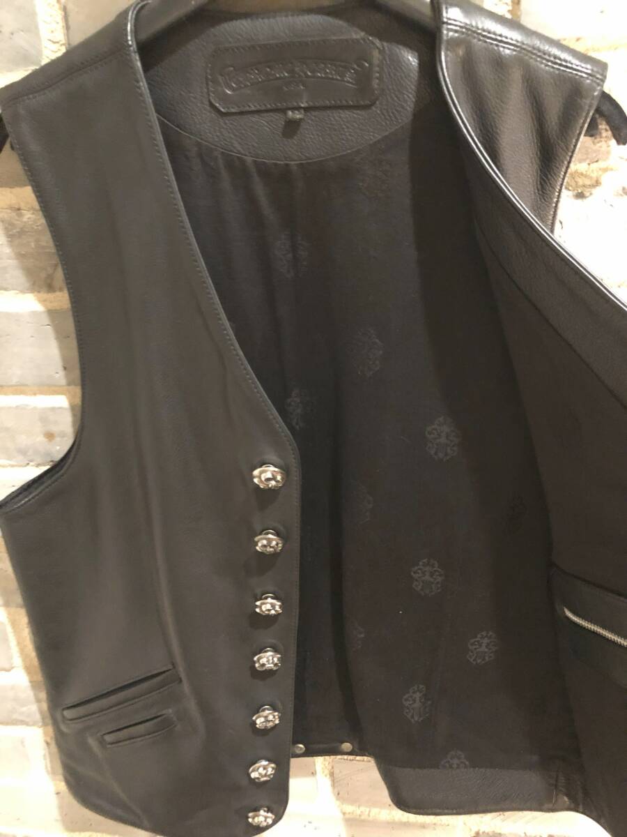 美品・90s初期】CHROME HEARTS クロムハーツ レザーベスト M 美品・90s初期】CHROME HEARTS クロムハーツ レザーベスト M
