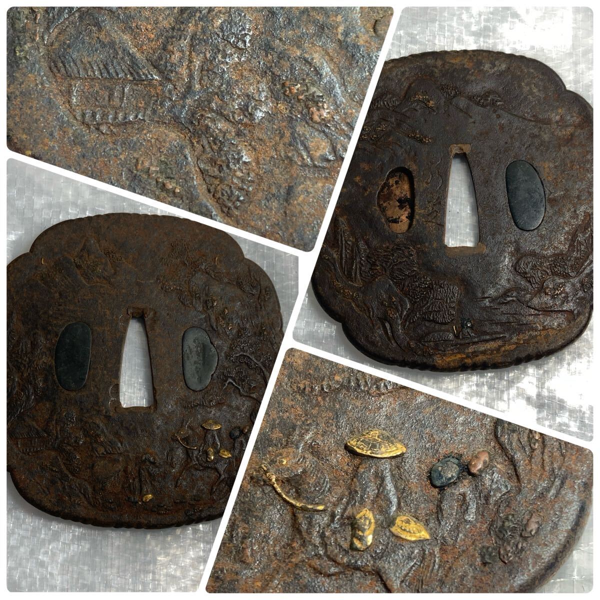 1円スタート 鍔 刀装具 刀鍔 アンティーク 日本刀 骨董品 5点 1円スタート 鍔 刀装具 刀鍔 アンティーク 日本刀 骨董品 5点