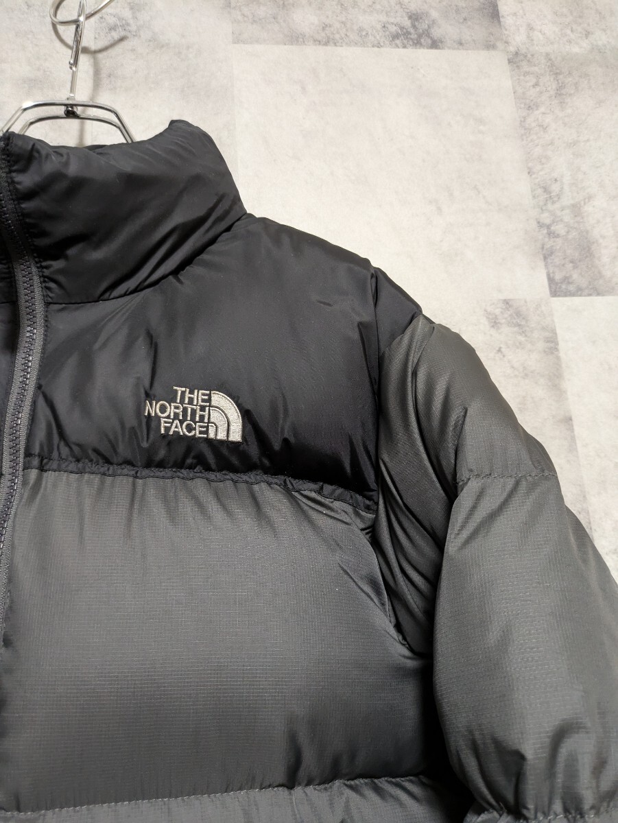 THE NORTH FACE ザノースフェイス ヌプシ ダウンジャケット ブラック グレー 700fill S 古著 OSAGARI