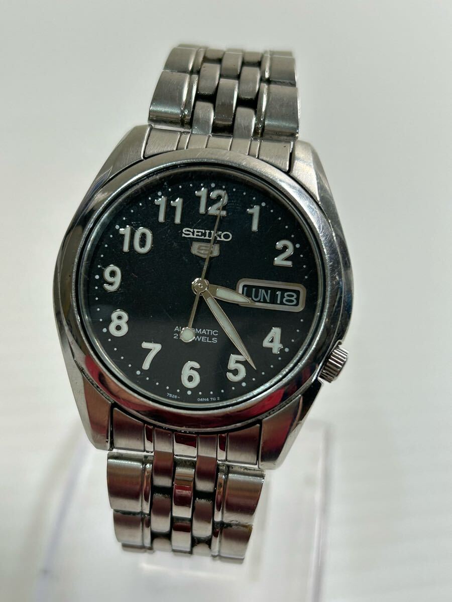 稼働品 SEIKO セイコー 7S26-01V0 セイコー5 ブラック文字盤 稼働品 SEIKO セイコー 7S26-01V0 セイコー5 ブラック文字盤