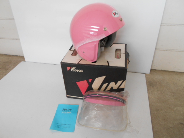 舊車(chē) OGK WING ウイング ジェット ヘルメット ピンク バイザーシールド付き 1988年 當(dāng)時(shí)物 パッソル パッソーラ クレタク JOG タクト　Hi